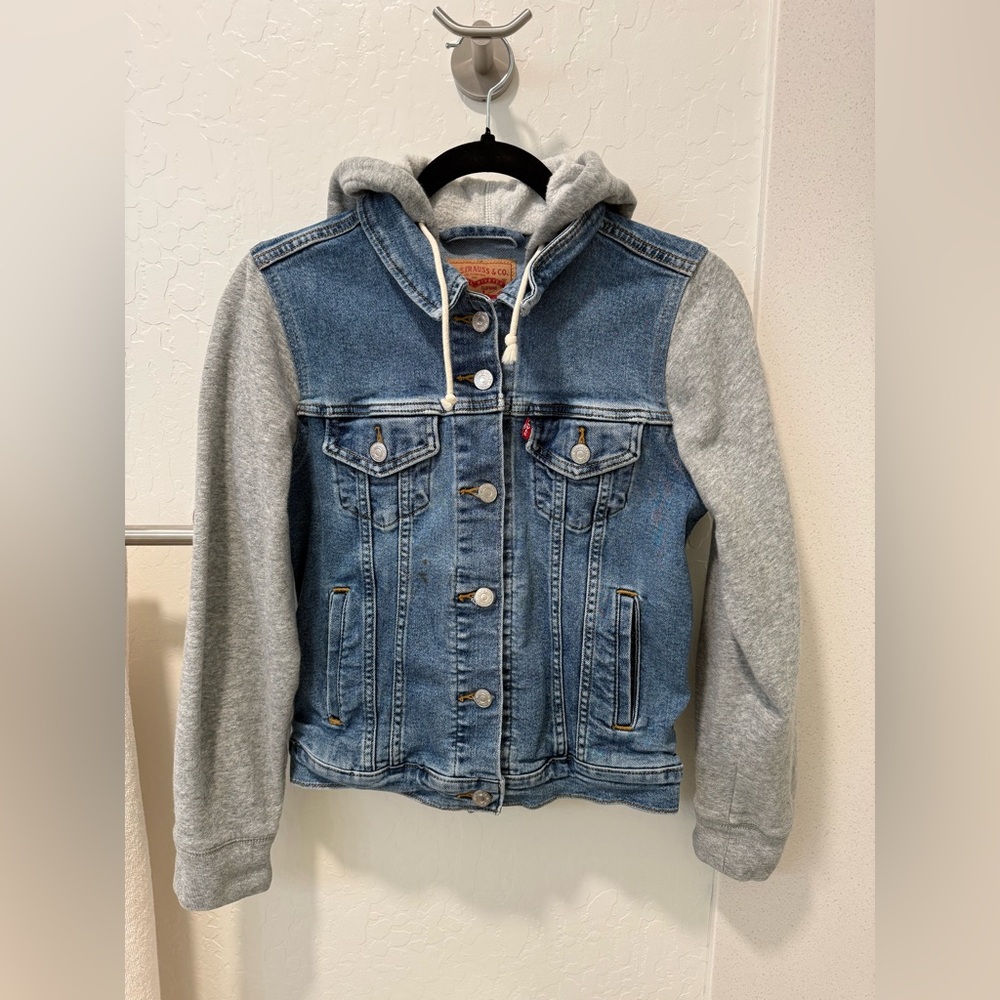 Levi's Blue Denim Jacket with Gray Sleeves
